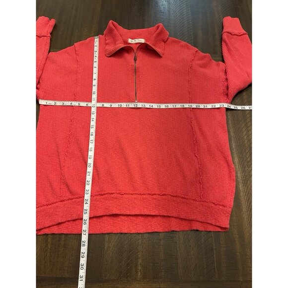 We The Free X Free People Walk Away Tunic Pullover Red Racer Half Zip Top Small - Picture 6 of 9